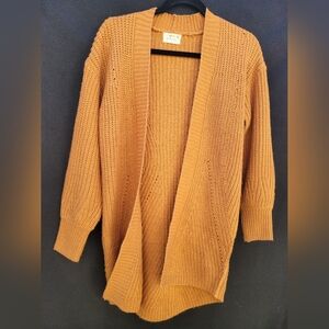 Poof Apparel Knit Oversize Cardigan Throw Sweat Burnt Orange Sienna Size Small